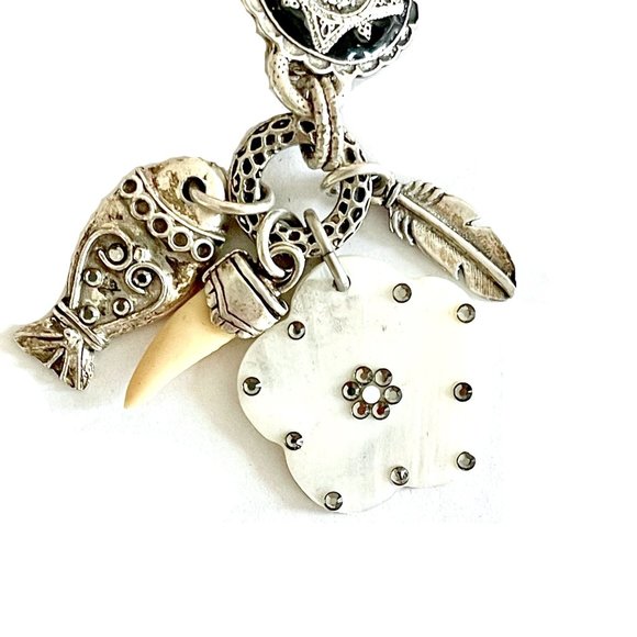 Silver Multi Charm Clip-On Earrings - Picture 3 of 4